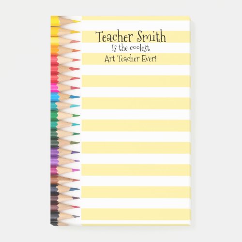 Teachers name coolest ever colored pencils lined post_it notes