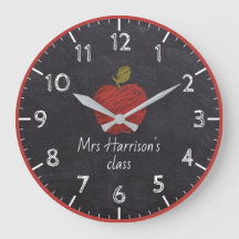 Teacher's Name Faux Chalkboard Classroom Clock