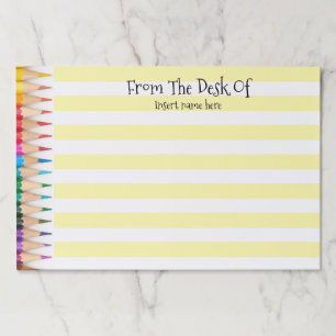 Teachers name from the desk of pencils lined paper pad