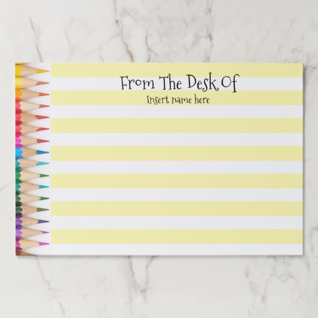 Teachers name from the desk of pencils lined paper pad (Front)