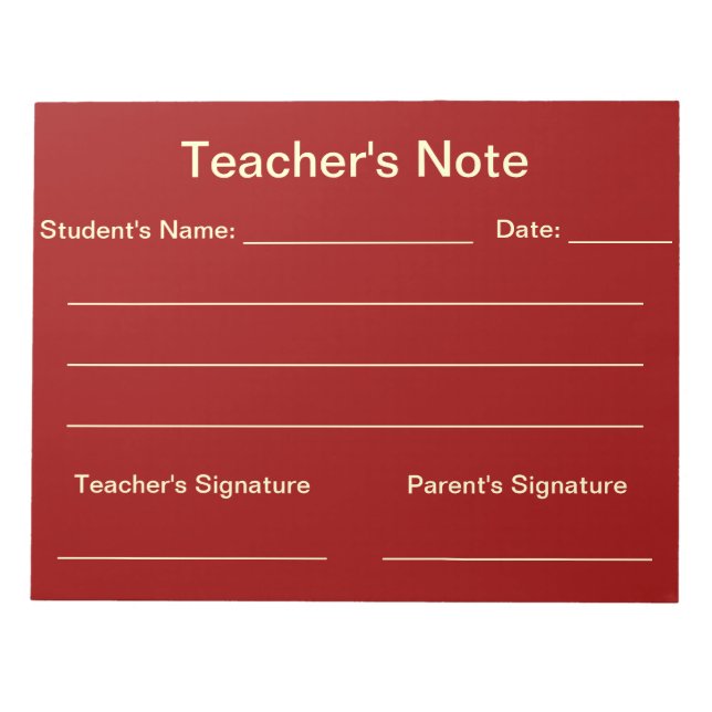 Teacher's Note Notepad (Red) (Front)