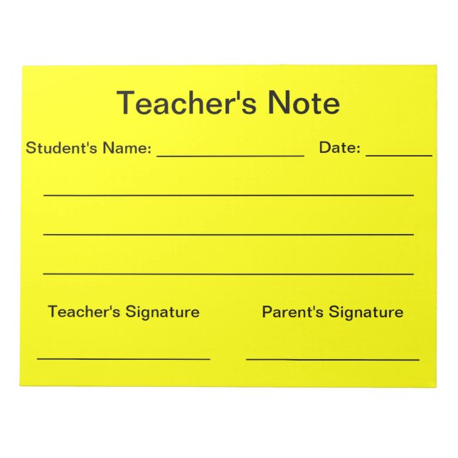 Teacher's Note Notepad (Yellow) (Front)