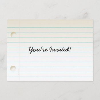 Teacher's Notebook Paper Invitation by profilesincolor at Zazzle