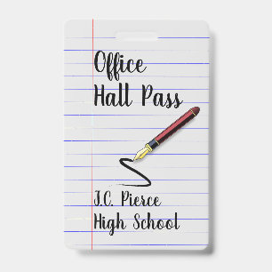 Teachers Notebook Paper School Hall Pass Badge