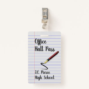 Teachers Notebook Paper School Hall Pass Badge