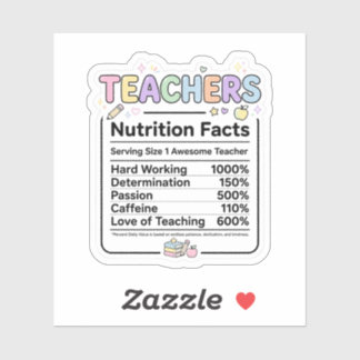 Teachers Nutrition Facts Sticker | Funny label
