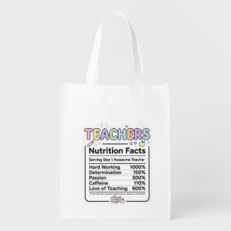 Teachers Nutrition Facts Sticker | Funny label Grocery Bag