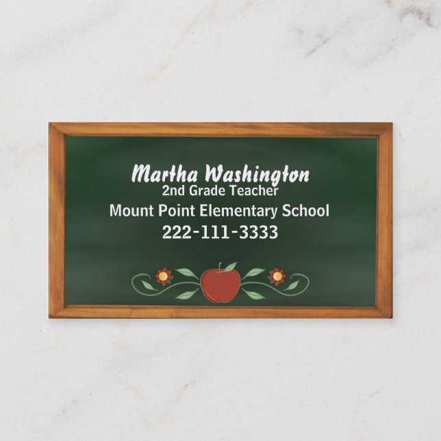 Teacher's Old Fashioned Chalk Board Business Card (Front)