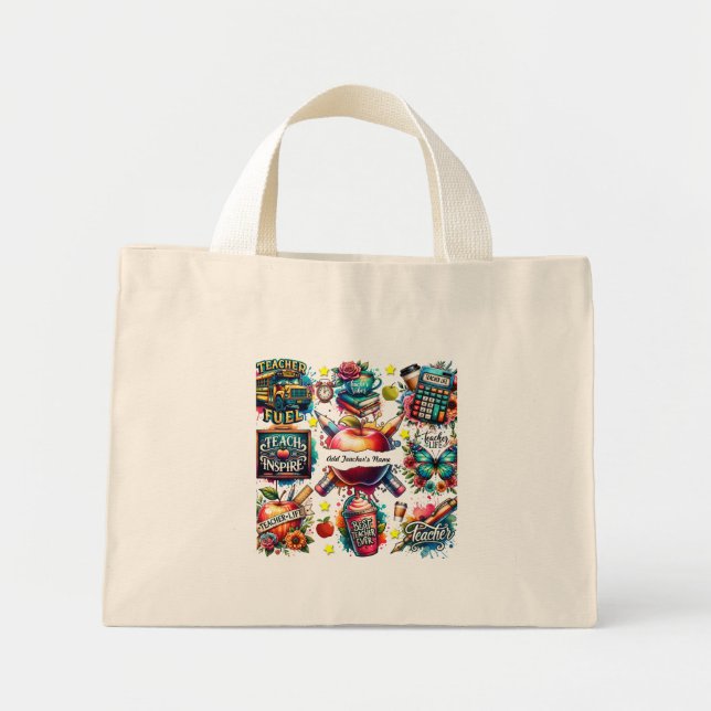 Teachers Personalize Name Tote Bag Gift  (Front)