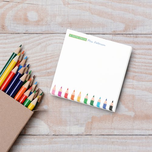 Teachers Personalized Color Pencil Post_it Notes