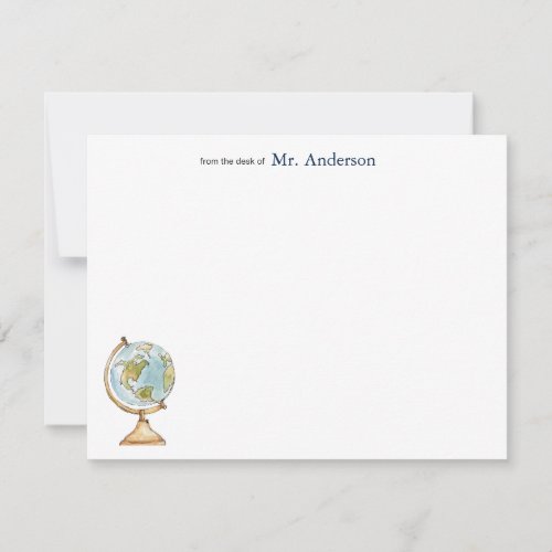 Teachers Personalized Note Cards with Globe