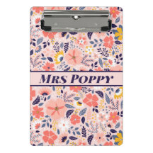 Teachers Personalized Whimsical Floral Clipboard