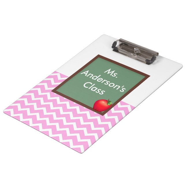Teachers Pink Chevron Chalkboard Clipboard (Angled)