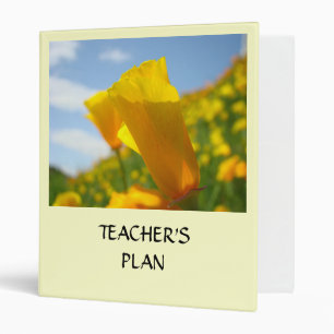 TEACHER'S PLAN BOOK Binder Gifts Poppy Flowers
