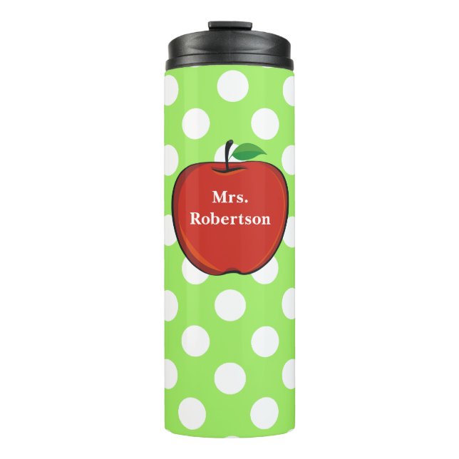 Teachers Polka Dot Custom Thermal Tumbler (Front)