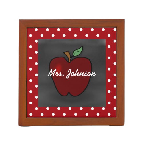 Teachers Polka Dots and Apple Desk Organizer