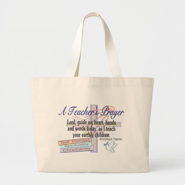 Teacher's Prayer Gifts---Unique Teacher Large Tote Bag (Front)