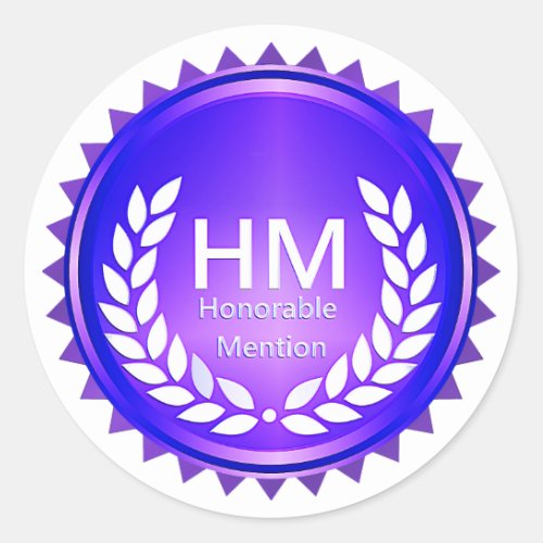 Teachers Purple Honorable Mention Award Classic Round Sticker