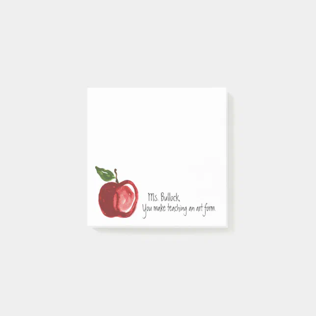 Teacher's Quote with Apple Personalized 3 x 3 Post-it Notes | Zazzle