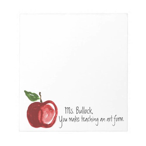 Teachers Quote with Apple Personalized 55 x 6 Notepad