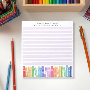 Teacher's Rainbow Colors Books Custom Notepad