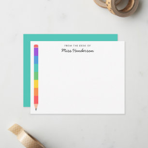 Teacher's Rainbow Pencil Custom Note Card