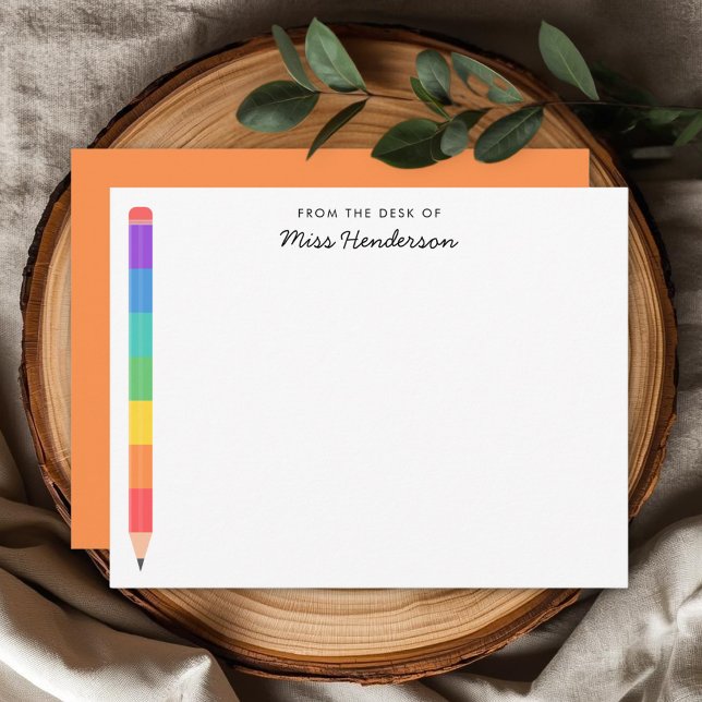 Teacher's Rainbow Pencil Custom  Note Card (Creator Uploaded)