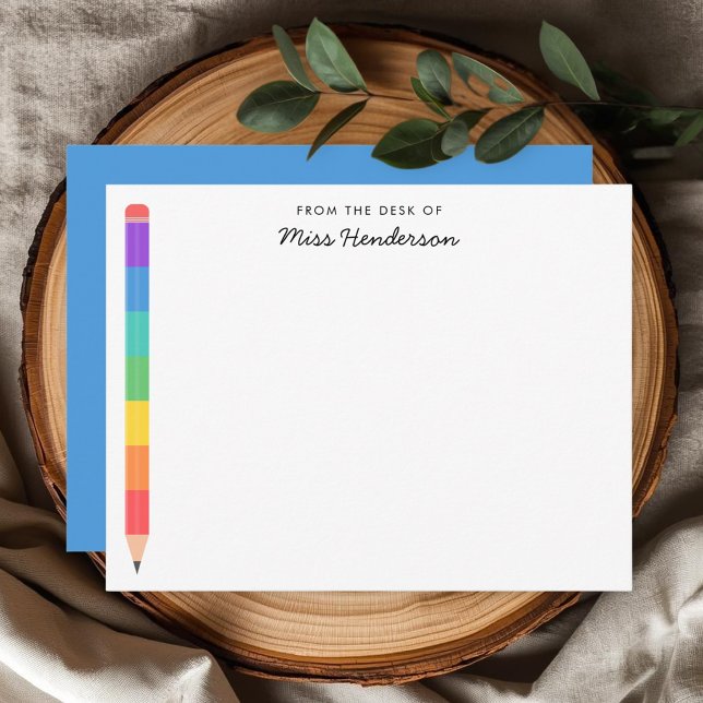 Teacher's Rainbow Pencil Custom  Note Card (Creator Uploaded)