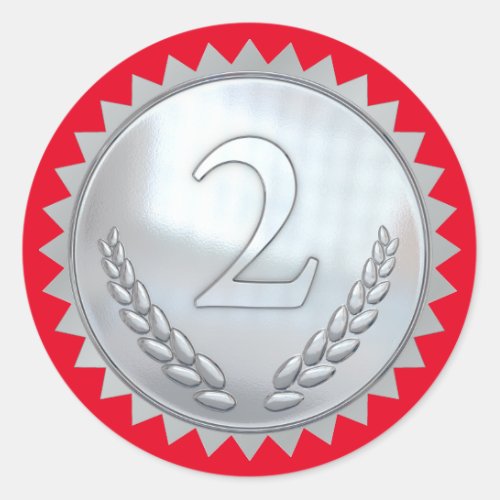 Teachers Red and Silver 2nd Place Award Classic Classic Round Sticker
