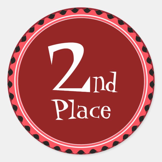 Teacher's Red Second Place Award Stickers (Front)