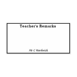 Teacher's Remarks Box with Name Rubber Stamp