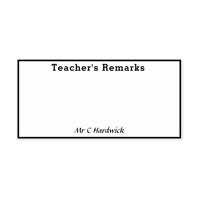 Teacher's Remarks Box with Name Rubber Stamp (Imprint)