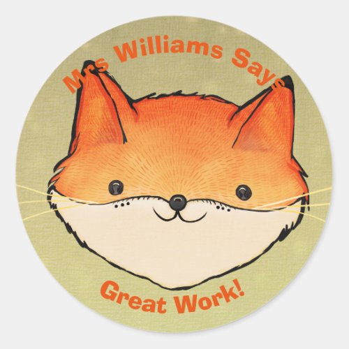Teachers Reward Stickers Personalized Clever Fox
