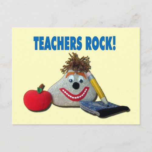 Teachers Rock Yellow Postcard