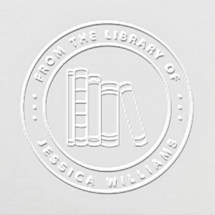 Teachers Round Custom Book From The Library Of Embosser