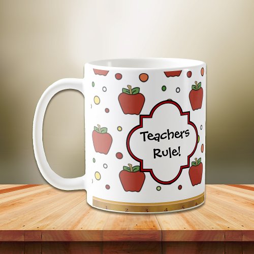 Teachers Rule Apple Pattern Personalized Coffee Mug