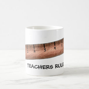 Teachers Rule Wooden Ruler Math Teacher Gift Mug