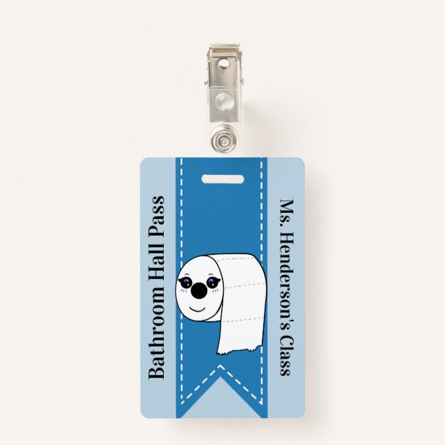 Teachers School Bathroom Hall Pass Badge (Back with Clip)