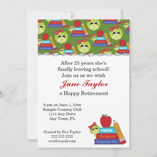 Teachers School Books Retirement Party Invitation