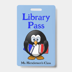 Teachers School Library Hall Pass Badge