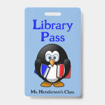 Teachers School Library Hall Pass Badge