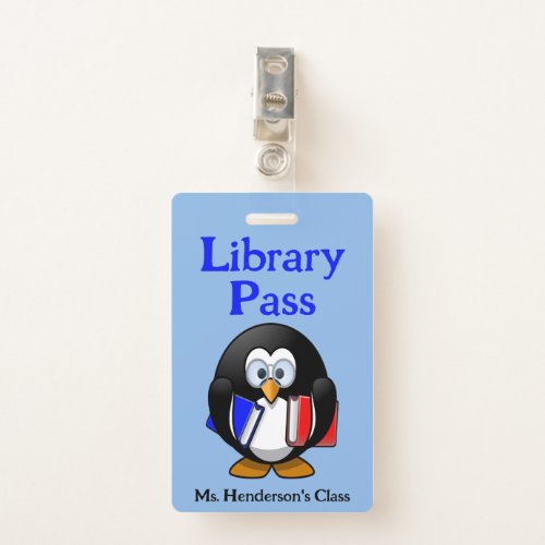Teachers School Library Hall Pass Badge