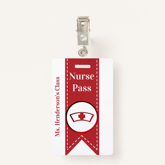Teachers School Nurse Hall Pass Badge (Back with Clip)