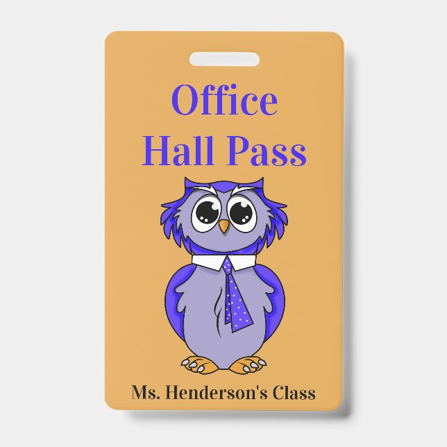 Teachers School Office Hall Pass Badge (Front)