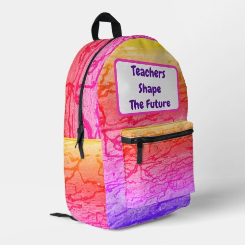 Teachers Shape Future Abstract Neon Appreciation Printed Backpack