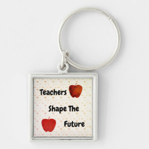 Teachers Shape the Future Mosaic Red Apples Keychain