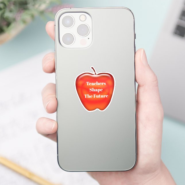 Teachers Shape The Future Red Apple Sticker (Phone)