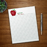 Teacher's Shiny Apple Lined Notepad<br><div class="desc">The classic shiny red apple on this fun,  custom gift.  Ready to personalize with her monogram & name.</div>