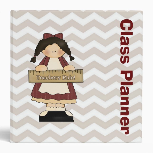Teacher's Stylish Chevron Custom Organizer Binder (Front)