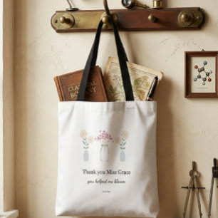 Teachers Thank you Bloom Minimal Aesthetic Tote Bag